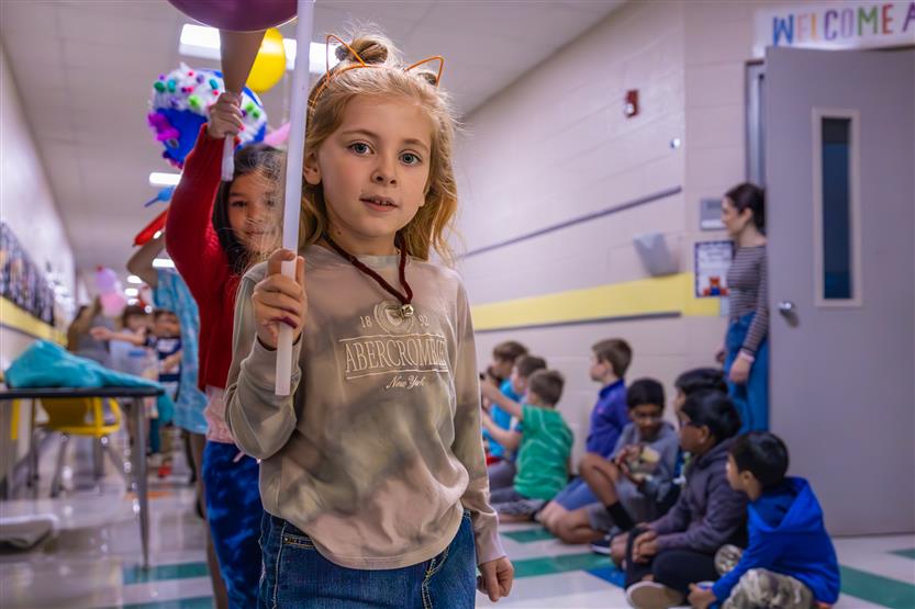 Students in a balloon parade